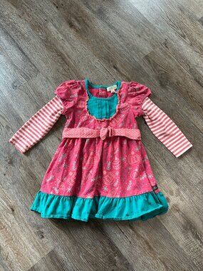 Matilda Jane Davina Dress 18-24 Months Long Sleeve Holiday Christmas Striped